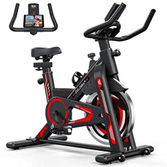 Exercise Bike for Home GYM with Tablet Holder and LCD Monitor - A Heavy Duty, Safe, and Comfortable Indoor Stationary Bike